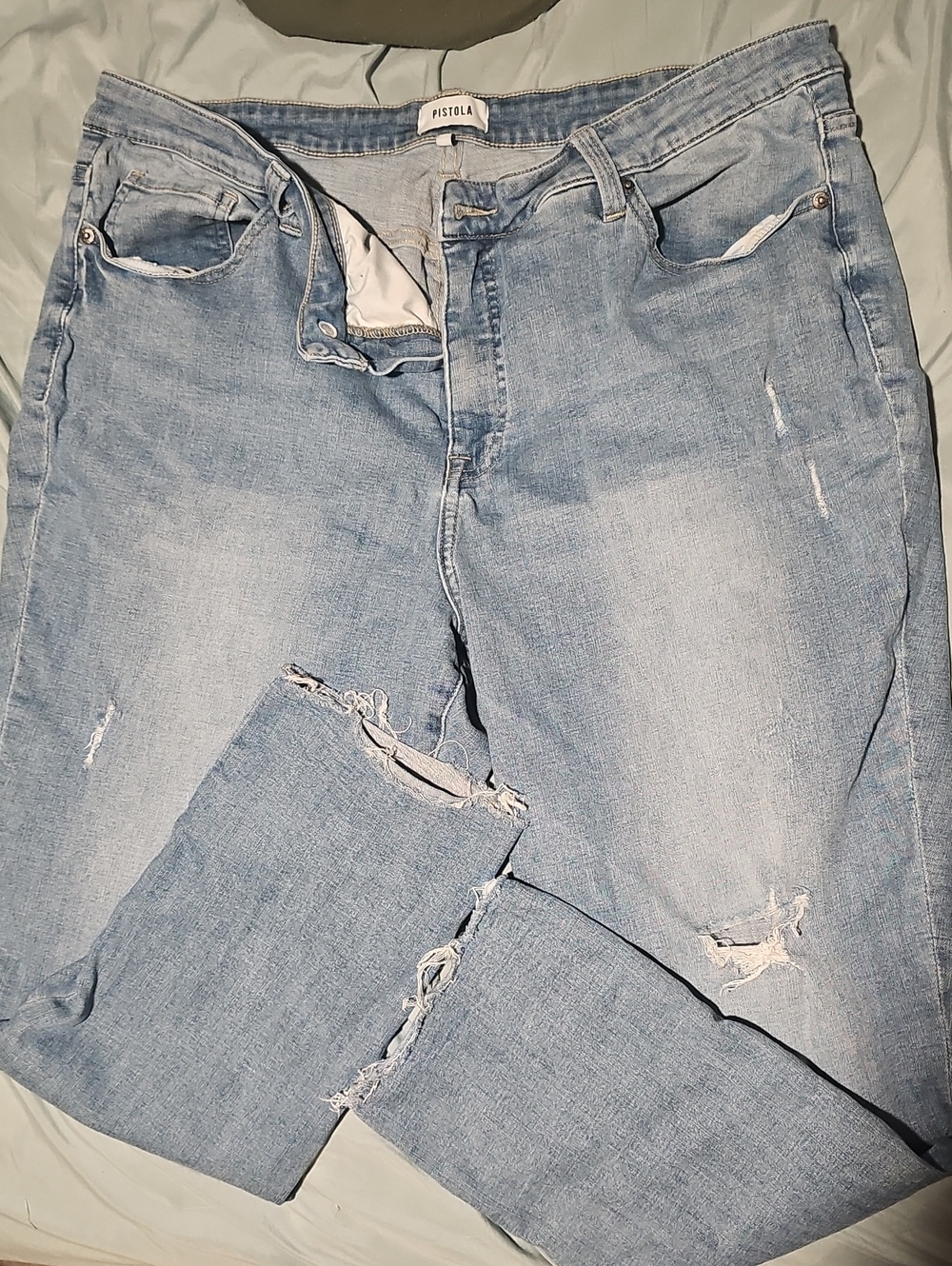 pistola Light Wash Distressed Boyfriend Jeans
